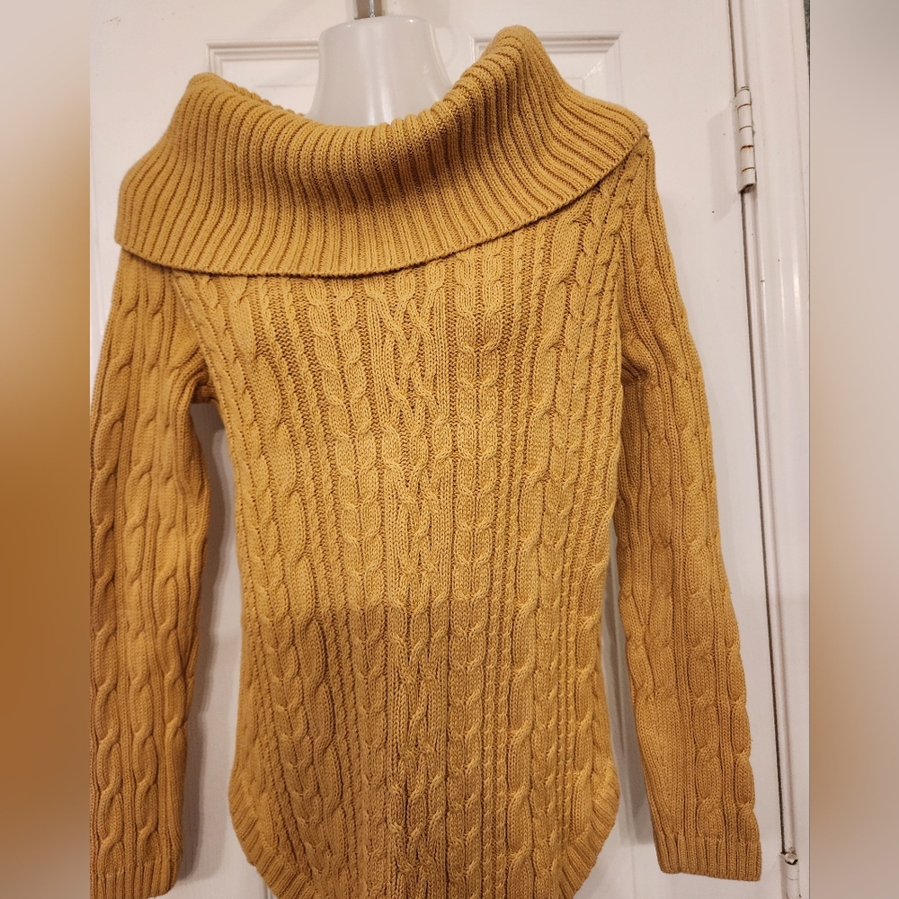 JEANNE PIERRE Mustard Cowl Neck Sweater
